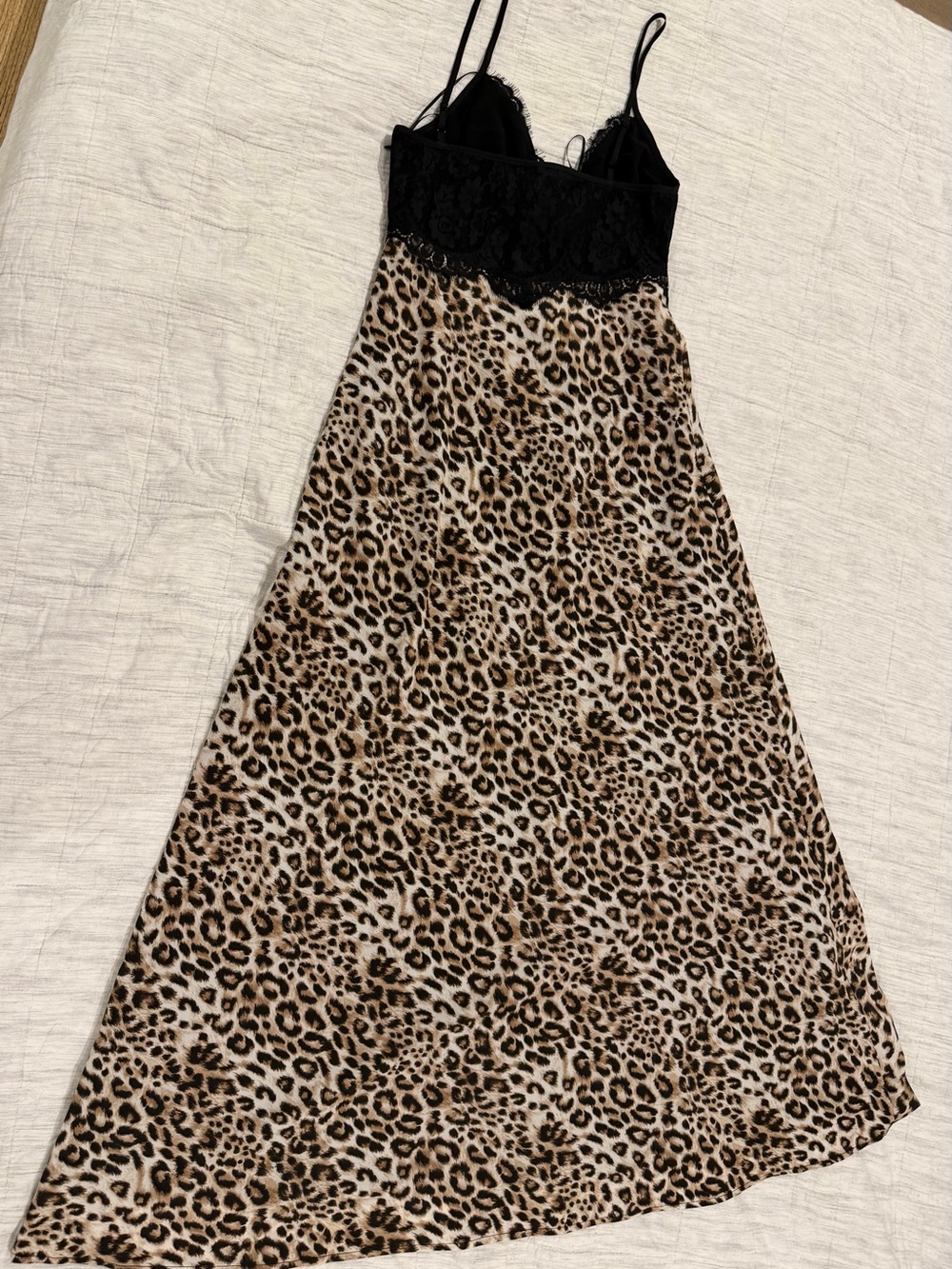 Wayf Leopard Print Lace-Trim Slip Dress - Picture 3 of 4